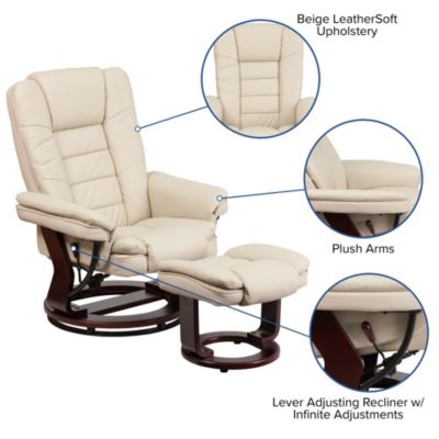 EMMA + OLIVER 2 Pc  LeatherSoft Multi-Position Recliner,   Mahogany Wood Frame  Recliner Set