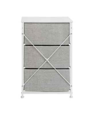 3 Drawer Vertical Storage Dresser With Wood Top & Fabric Pull Drawers