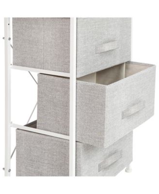 3 Drawer Vertical Storage Dresser With Wood Top & Fabric Pull Drawers