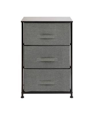 3 Drawer Vertical Storage Dresser With Wood Top & Fabric Pull Drawers