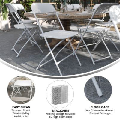 Set Of 6 Stackable Folding Plastic Chairs - 650 Lb Weight Capacity