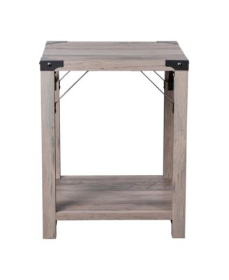 Green River Modern Farmhouse Engineered Wood End Table And Powder Coated Steel Accents