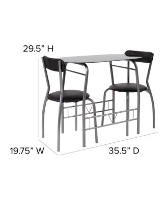 3 Piece Space-Saver Glass Bistro Set With Vinyl Padded Chairs