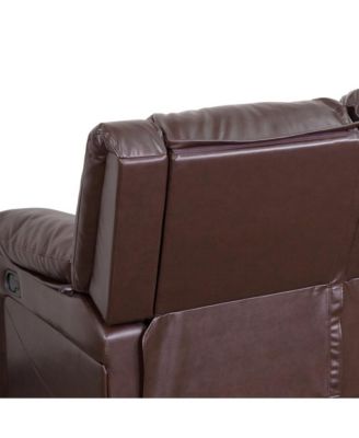 Bustle Back Leathersoft Sofa With Two Built-In Recliners