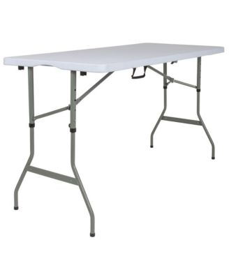 5-Foot Height Adjustable Bi-Fold Plastic Banquet And Event Folding Table With Carrying Handle
