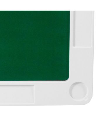 Tannin 34.5" Square White Folding Card Game Table for 4-Players with a Green Felt Playing Surface and Cup Holders