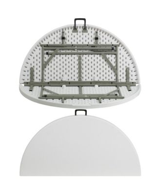 4-Foot Round Bi-Fold Plastic Banquet And Event Folding Table With Carrying Handle