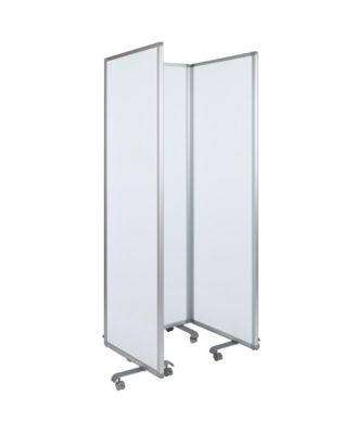 Mobile Magnetic Whiteboard 3 Section Partition With Locking Casters, 72"H X 24"W