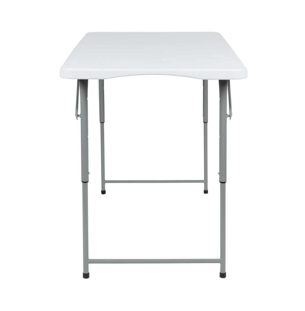 Emma+Oliver Height Adjustable Bi-Fold Plastic Folding Table With Carrying Handle
