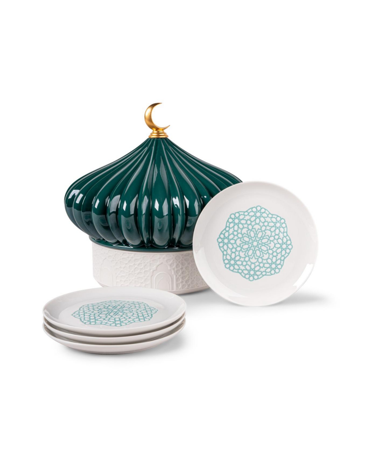 Lladrò Majestic Nights Box With Plates In Green