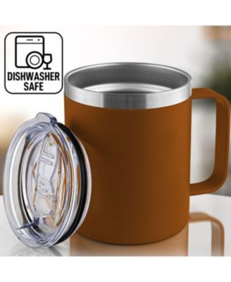 12 oz Insulated Coffee Mug with Lid - Stainless Steel Camping Mug Tumbler with Handle