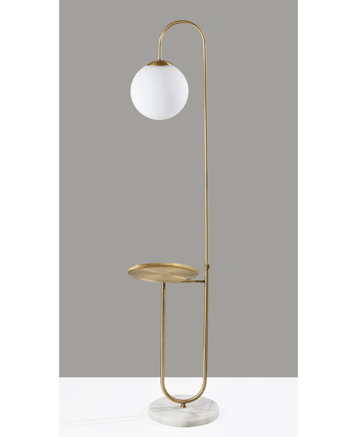 Adesso 61.25" Terra Shelf Floor Lamp In Antique-like Brass