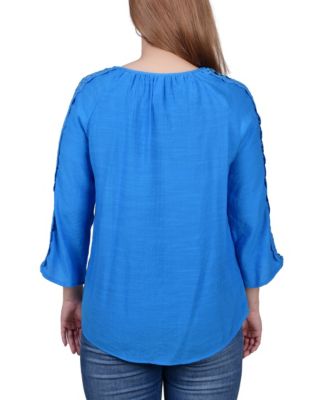 3/4 Sleeve Crochet Detail Blouse