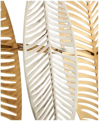 Gold Metal Leaf Metallic Wall Decor with Silver Accents, 2" x 32" x 13"