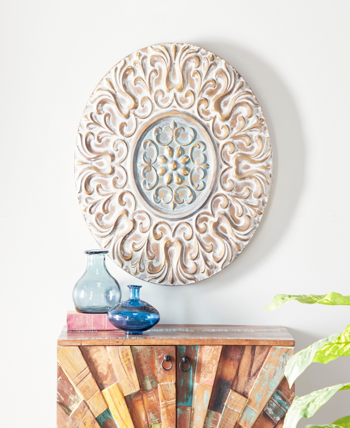 Rosemary LaneMetal Plate Wall Decor with Embossed Details, 32