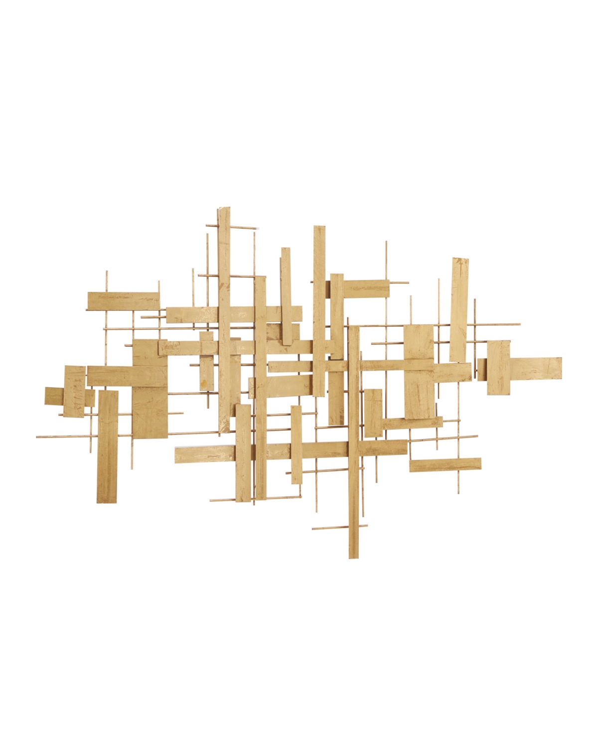 Cosmoliving By Cosmopolitan Gold Metal 3d Stripes Geometric Wall Decor 62" X 2" X 32" In Gold