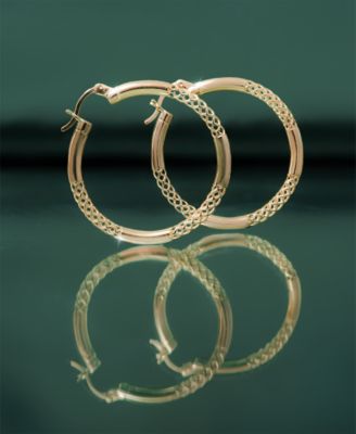 Lattice Extra Small Hoop Earrings in Gold Vermeil, Created for Macy's