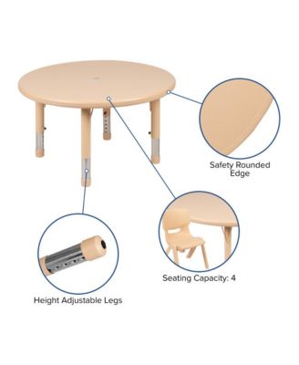 33" Round Plastic Height Adjustable Activity Table Set With 2 Chairs