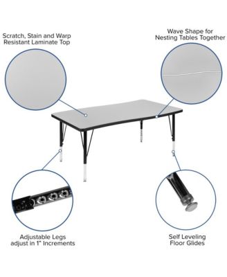 76" Oval Wave Collaborative Laminate Activity Table Set With 14" Student Stack Chairs