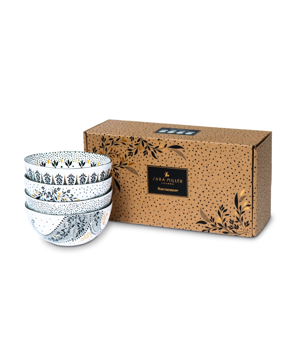 Portmeirion Sara Miller Artisanne Noir Rice Bowls, Set of 4