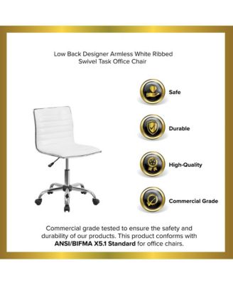 Amelie Home Office Chair Ergonomic Executive Ribbed Low Back Armless Computer Desk Chair - Base, Frame & Border