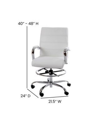 Tevia Mid-Back Drafting Chair With Adjustable Foot Ring Upholstered Swivel Chair With Chrome Base