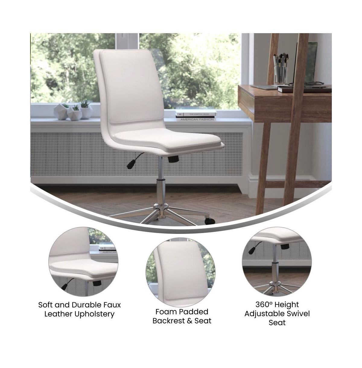 Merrick Lane Artemis Mid-Back Armless Home Office Chair With Height Adjustable Swivel Seat And Five Star Chrome Base