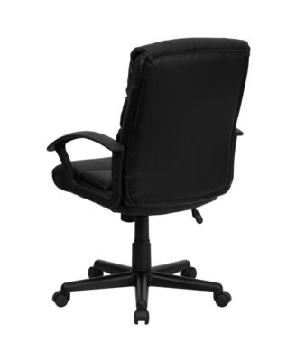 Mid-Back Leather Swivel Task Office Chair With Accent Divided Back And Arms