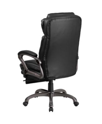 High Back Leather Executive Reclining Swivel Office Chair With Outer Lumbar Cushion And Arms