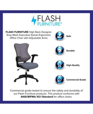 High Back Designer Mesh Executive Ergonomic Office Chair W/ Adjustable Arms