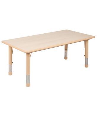 23.625"W X 47.25"L Rectangular Plastic Height Adjustable Activity Table Set With 6 Chairs
