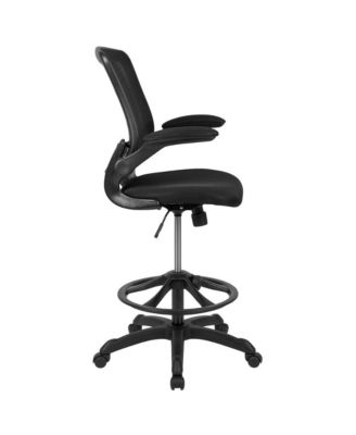 Mid-Back Mesh Ergonomic Drafting Chair With Foot Ring And Flip-Up Arms