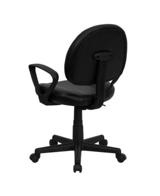 Mid-Back Leather Swivel Ergonomic Task Office Chair With Back Depth Adjustment And Arms