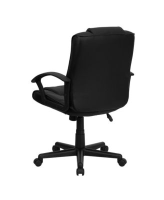 Mid-Back Leather Ripple And Accent Stitch Upholstered Swivel Task Office Chair With Arms