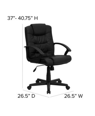 Mid-Back Leather Ripple And Accent Stitch Upholstered Swivel Task Office Chair With Arms