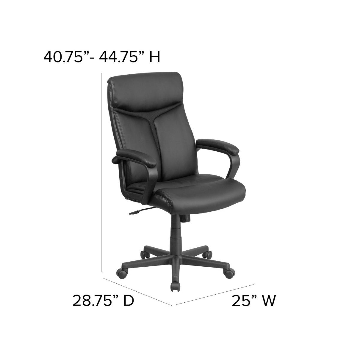 Emma+Oliver High Back Leather Executive Swivel Office Chair With Slight Mesh Accent And Arms