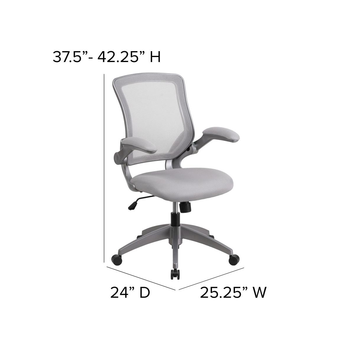 Emma+Oliver Mid-Back Mesh Swivel Ergonomic Task Office Chair WithFrame & Flip-Up Arms - Gray