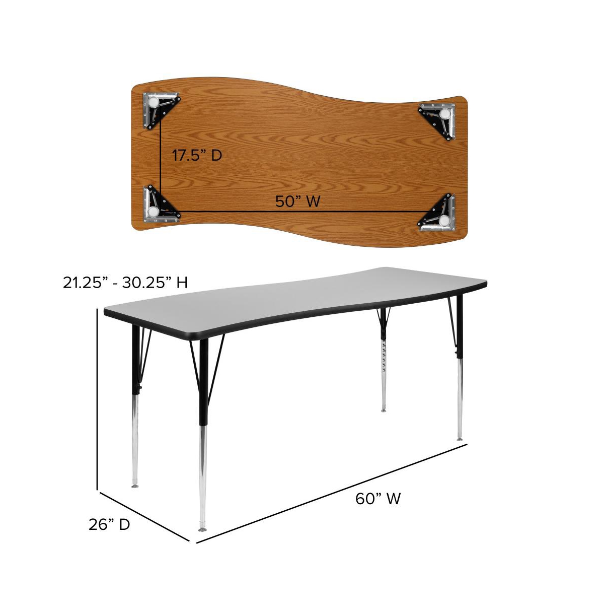 Oval Wave Collaborative Laminate Activity Table Set With Student Stack Chairs