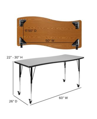Mobile 86" Oval Wave Collaborative Laminate Activity Table Set With 16" Student Stack Chairs