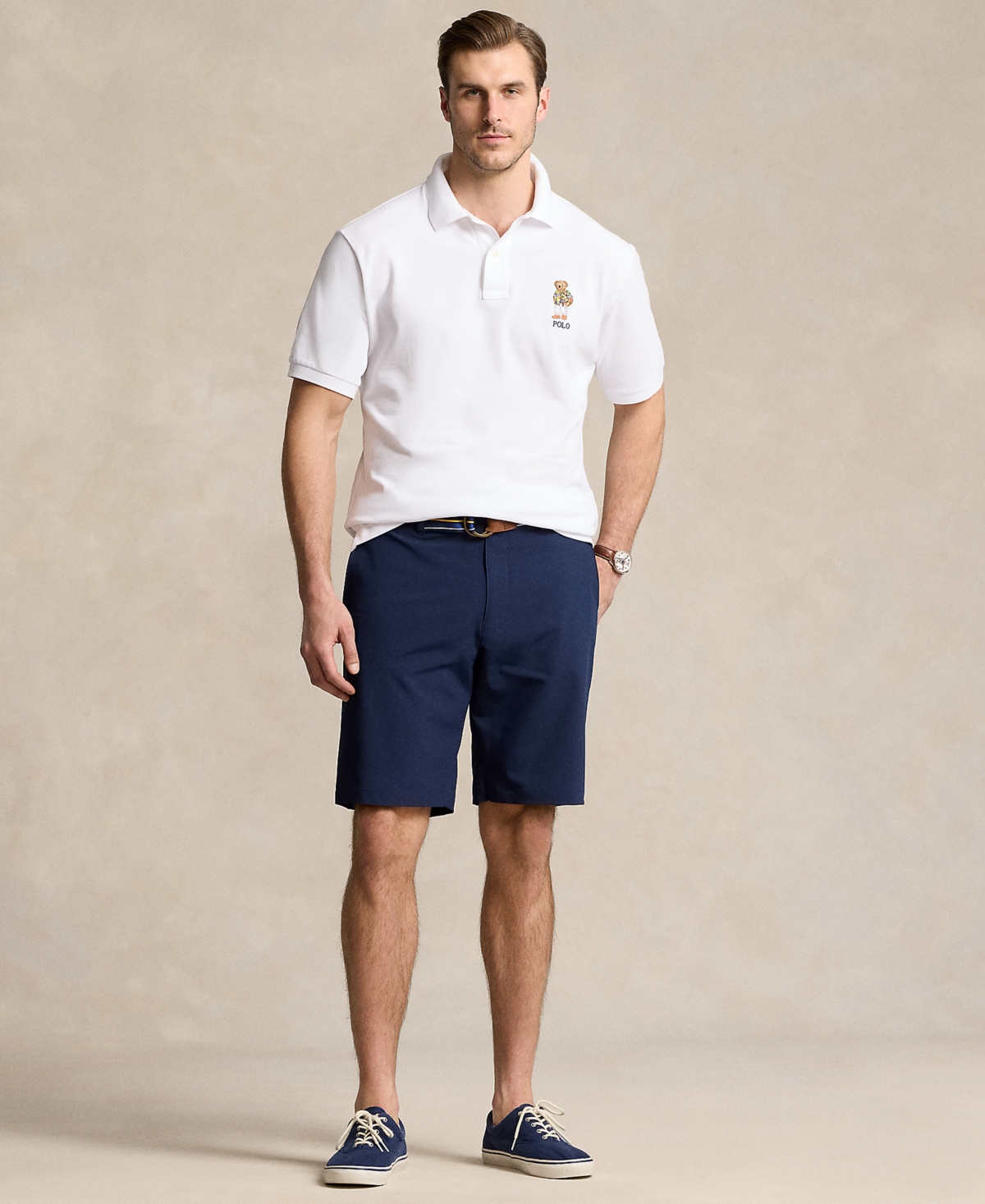 Polo Ralph Lauren Men's Big & Tall Polo Bear Embroidered Cotton Mesh Polo Shirt - Sp24 White Beach Club Bear
