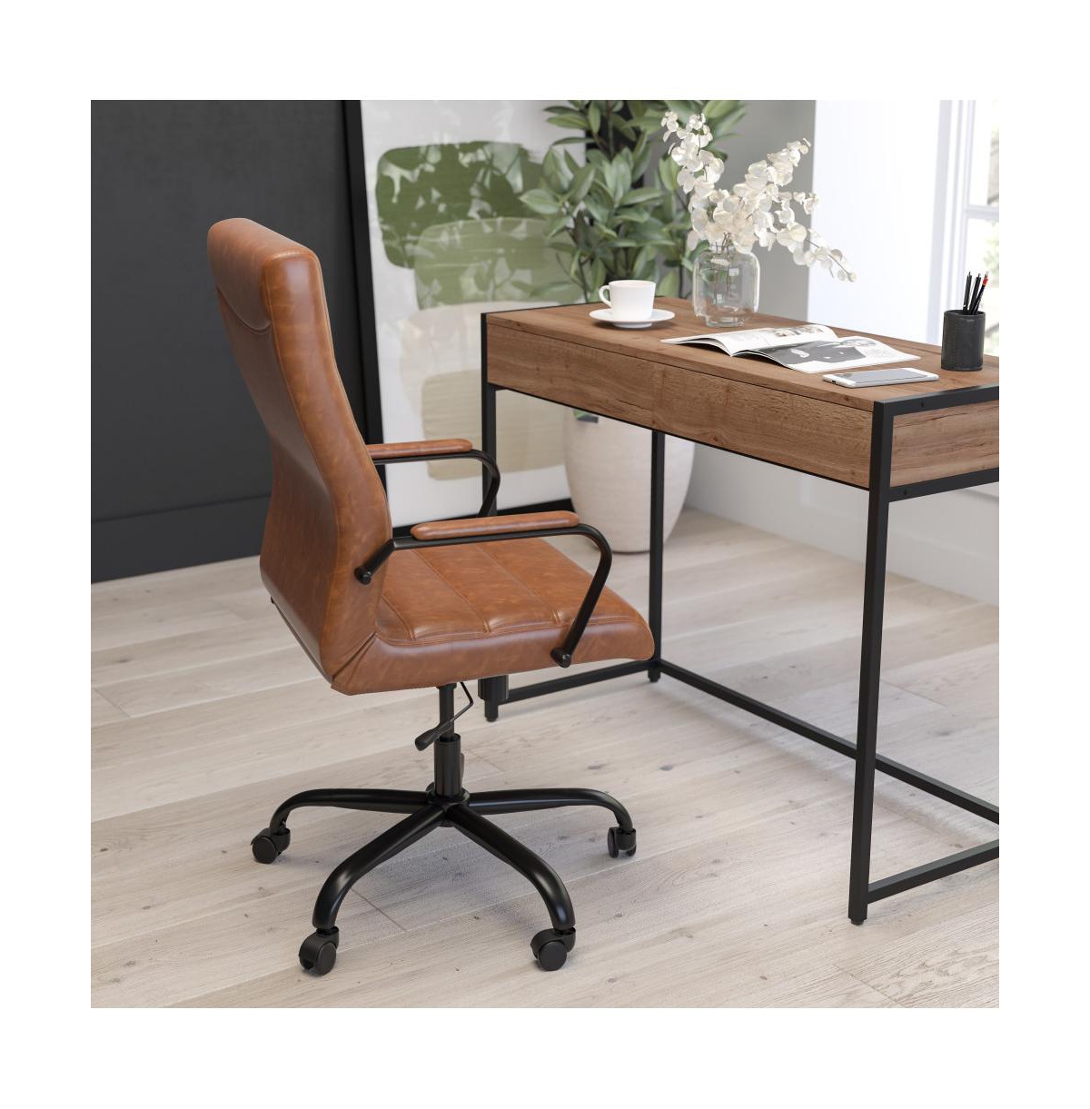 Milano Contemporary High-Back Home Office Chair With Padded Arms -black frame