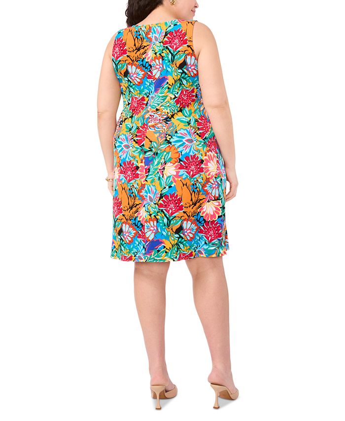 MSK Plus Size Printed Three-Ring Sleeveless Shift Dress - Macy's
