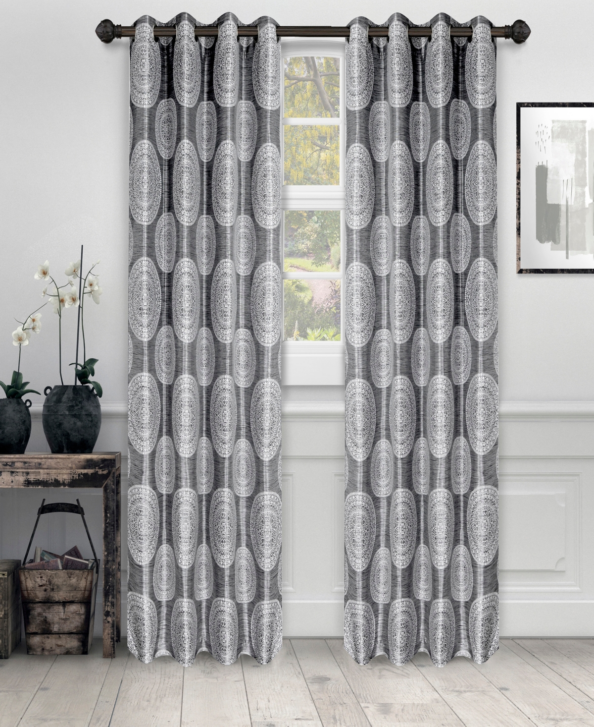 Superior Cordon Jacquard Grommet 2-Piece Curtain Panel Set with Grommet Top Header, 52" X 96"