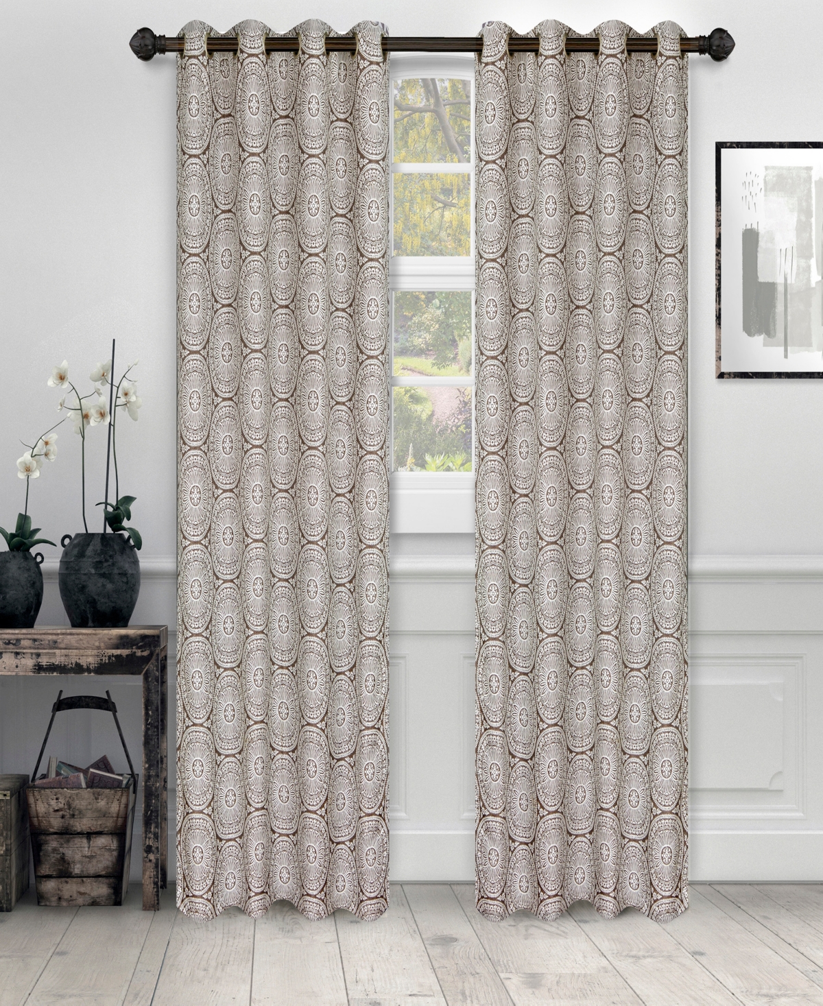 Superior Traditional Eminence Jacquard 2-Piece Curtain Panels with Grommet Header Top, 52