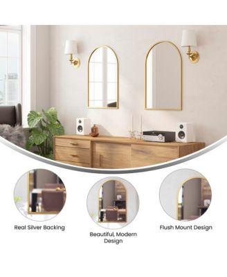 Muriel Arched Metal Framed Wall Mirror For Entryways, Dining Rooms, And Living Rooms