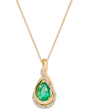 image of Emerald (5/8 ct. t.w.) and Diamond Accent Pendant 18