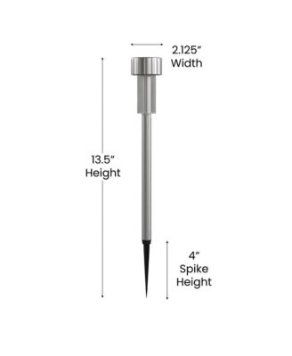 Set Of 12 Stainless Steel Led Solar Landscape Lights, Weather Resistant Outdoor Solar Powered Lights For Pathway, Garden, & Yard