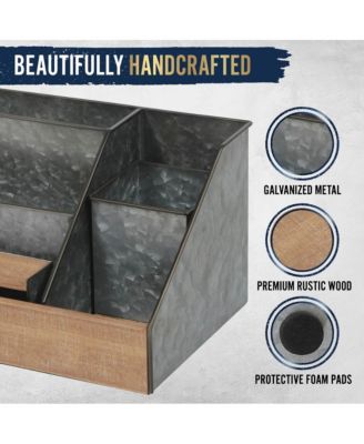 3 Piece Desk Organizer Set- Rustic Mail Organizer For Desktop - Great For Rustic Or Industrial Decor! Makeup Organizer For Vanity