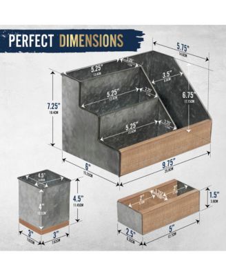 3 Piece Desk Organizer Set- Rustic Mail Organizer For Desktop - Great For Rustic Or Industrial Decor! Makeup Organizer For Vanity