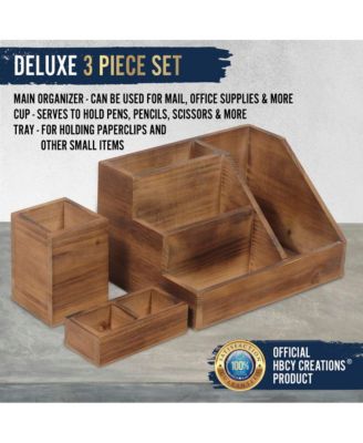 3 Piece Desk Organizer Set- Rustic Mail Organizer For Desktop - Great For Rustic Or Industrial Decor! Makeup Organizer For Vanity